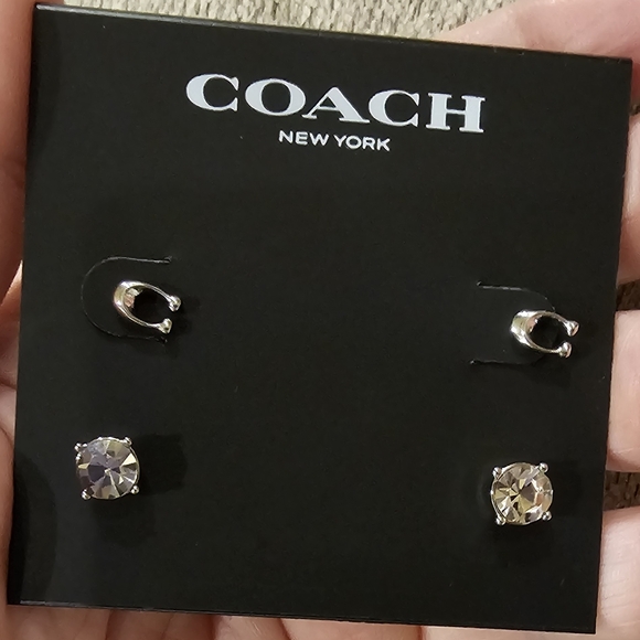NWT Coach Earrings: 2 pair, CC and sparkle. Comes with care book. - Picture 2 of 7